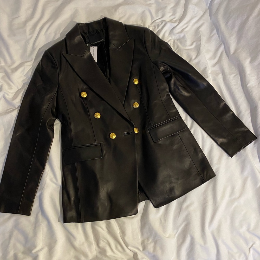Genuine leather black blazer/ jacket.